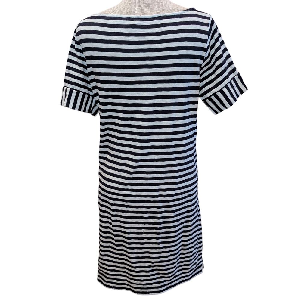 Womens Boden 100% Cotton Navy Blue White Striped Nautical Boat Neck Dress 10R - Picture 3 of 5